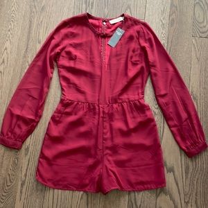 Burgundy long sleeve romper